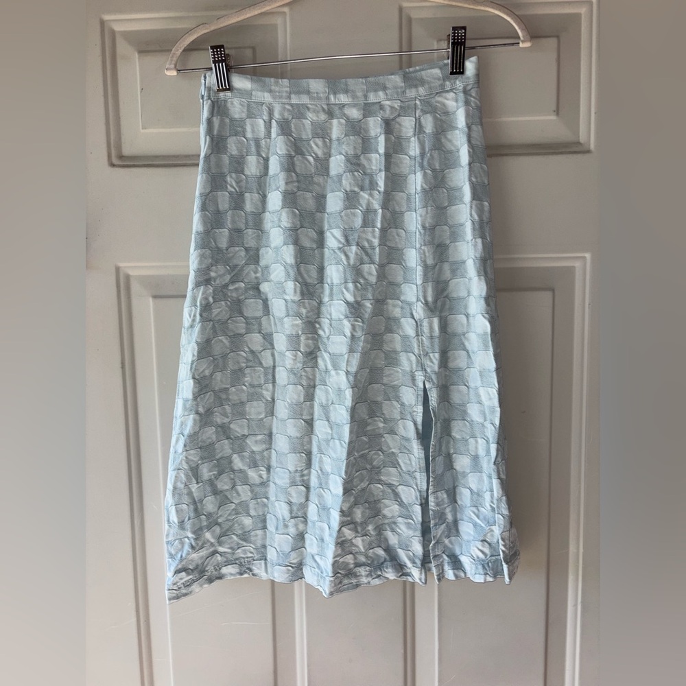 Bon George light blue square print skirt size S